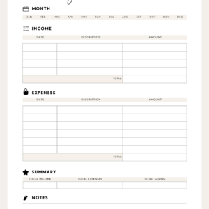 Aesthetic Monthly Budget Planner